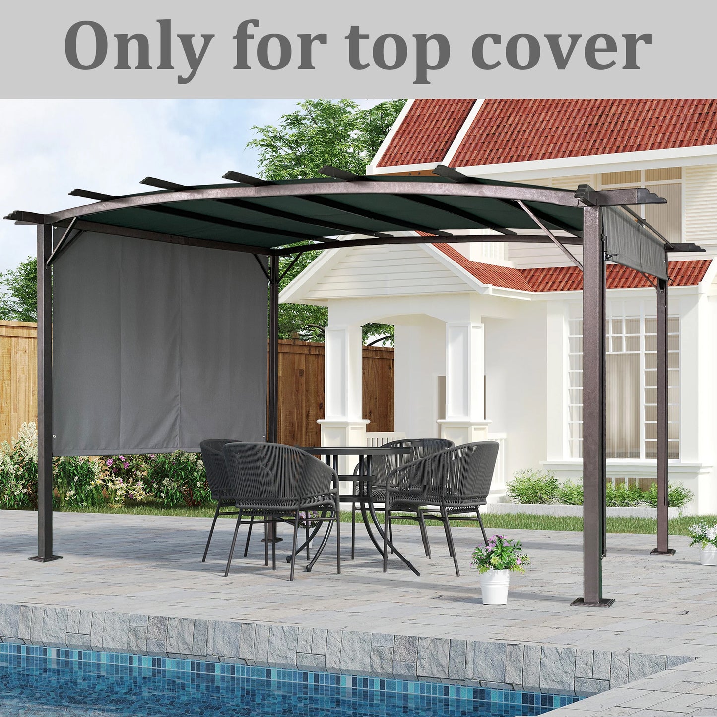 Universal Canopy Cover Replacement for 12x9 Ft Curved Outdoor Pergola Structure-Grey