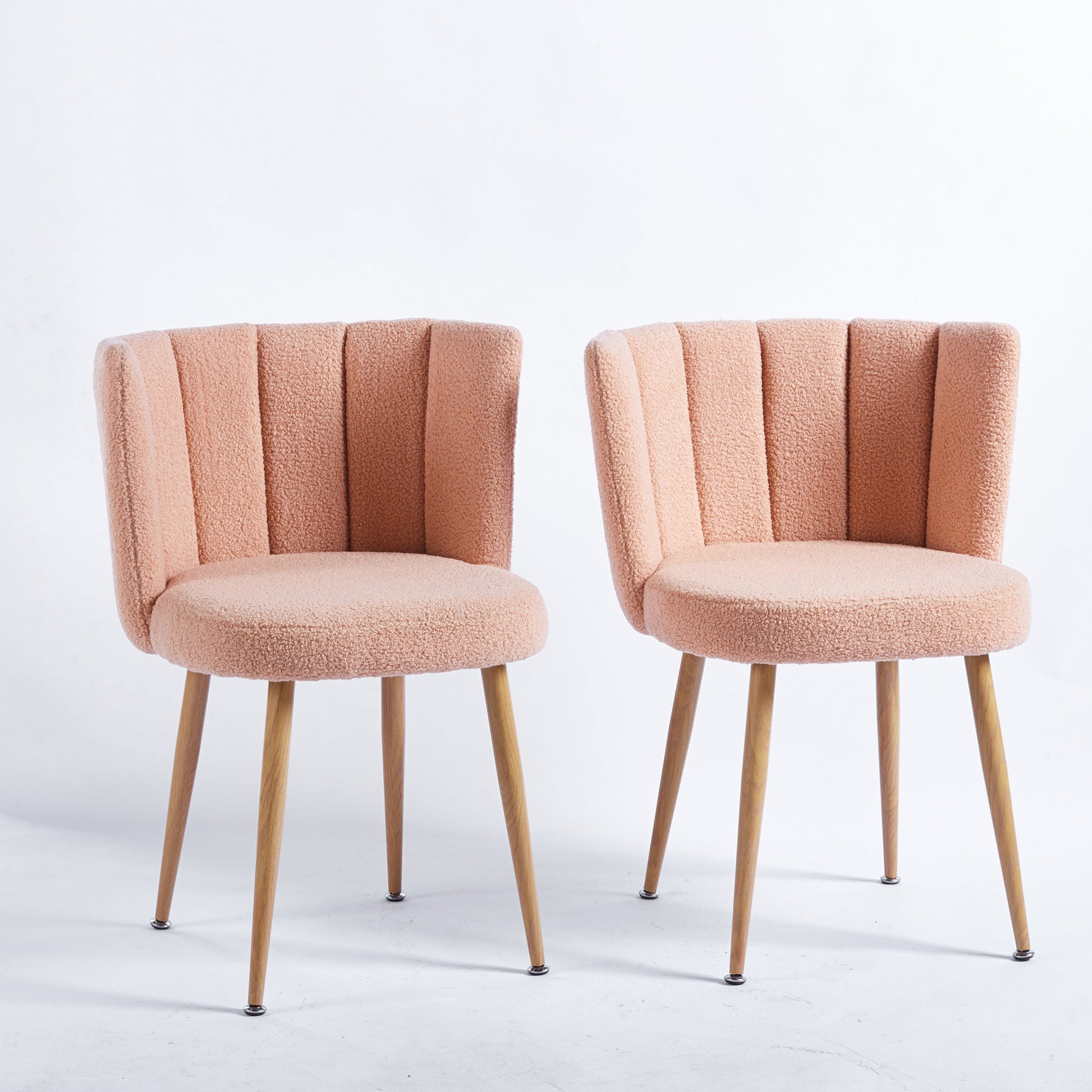 Modern beige dining chair(set of 2 ) with iron tube wood color legs, shorthair cushions and comfortable backrest, suitable for dining room, living room, cafe, simple structure. SolidRoot Buy Furniture USA