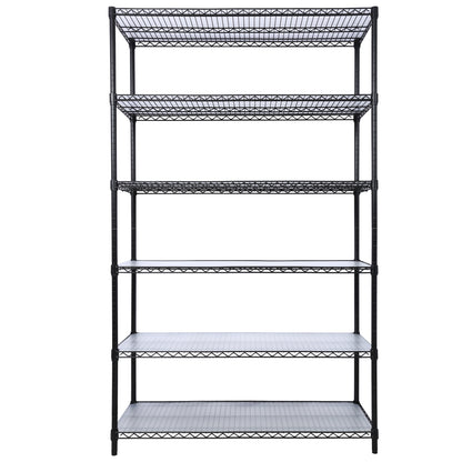 6 Tier 6000lbs Capacity NSF Metal Shelf Wire Shelving Unit, Heavy Duty Adjustable Storage Rack with Wheels & Shelf Liners for Commercial Grade Utility Steel Storage Rack, Black - 84'H x 48'L x 20'D Livingsource