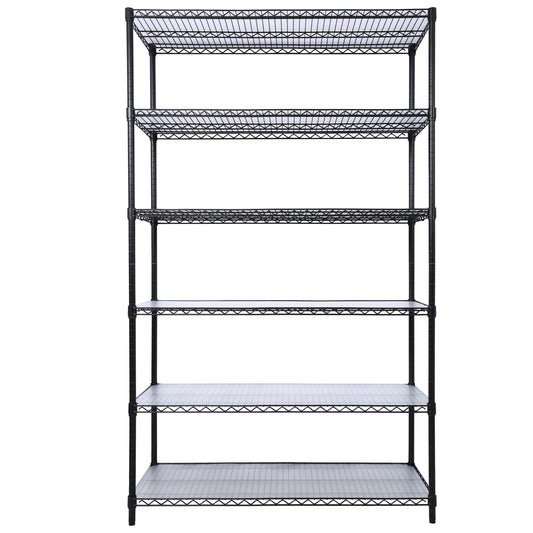6 Tier 6000lbs Capacity NSF Metal Shelf Wire Shelving Unit, Heavy Duty Adjustable Storage Rack with Wheels & Shelf Liners for Commercial Grade Utility Steel Storage Rack, Black - 84'H x 48'L x 20'D Livingsource