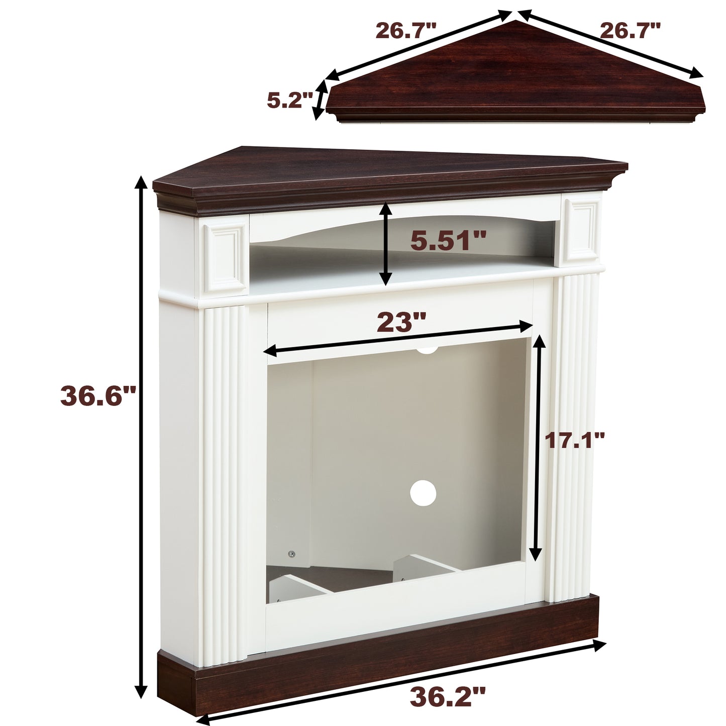 Corner Mantel Cabinet for Living Room or Bedroom with 23 inch Fireplace Insert Heater for the Perfect Ambiance