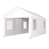 Carport 10' x 20' Portable Garage, Heavy Duty Car Port Canopy with 2 Roll-up Doors & 4 Ventilated Windows for Car, Truck, Boat, Garden Tools ,white SolidRoot Buy Furniture USA