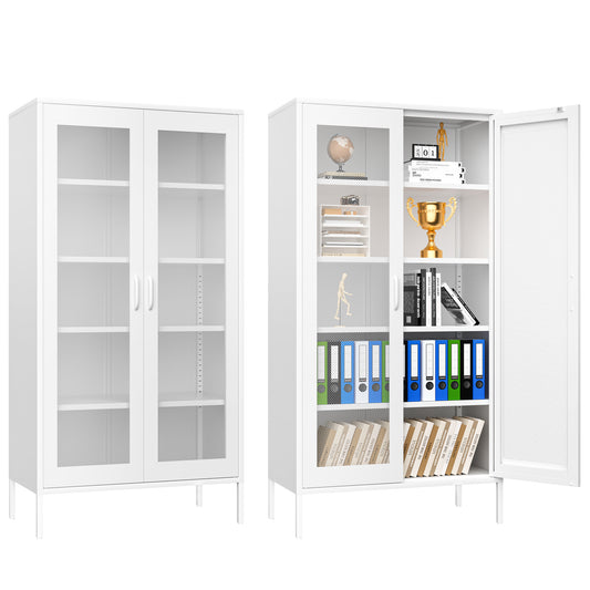 73 inches high metal storage cabinet with 2 wire mesh doors, suitable for homes, offices and dining rooms(white) SolidRoot Buy Furniture USA