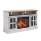 58" Fireplace TV Stand, Entertainment Center with 23" Electric Fireplace, TV Table for TVs up to 70 Inch, Media Console Cabinet with Storage and Glass Doors for Living Room Livingsource