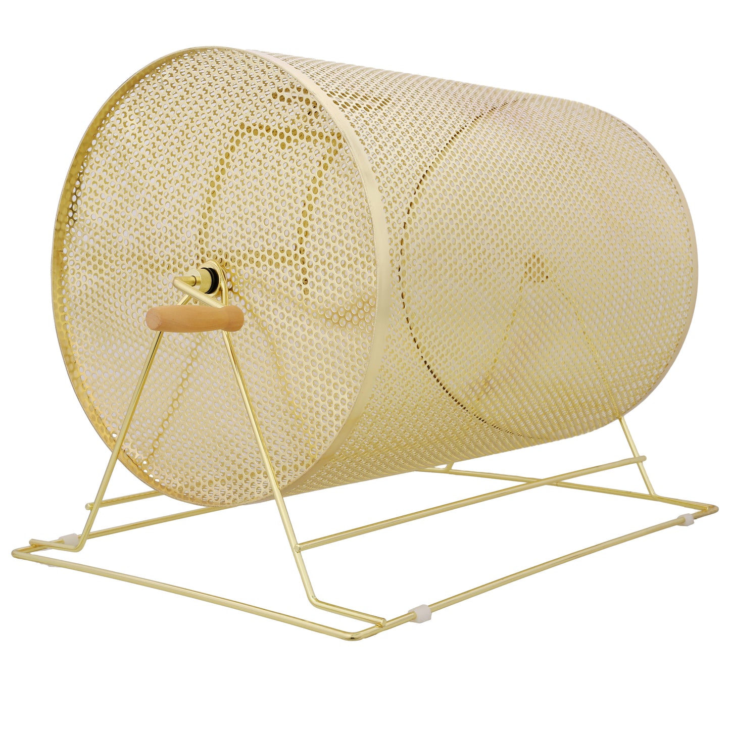 Raffle Drum,Holds 10000 Tickets or 300 Ping Pong Balls, Metal Lottery Spinning Drawing with Wooden Turning Handle, 14.8 x Ø21.26 inch Brass Plated Raffle Ticket Spinning Cage, for Bingo Ballot