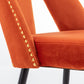 A&A Furniture,Akoya Collection Modern | Contemporary Velvet Upholstered Dining Chair with Nailheads and Gold Tipped Black Metal Legs, Orange，Set of 2 Livingsource