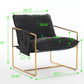 2 Chairs in 1 Box, Upholstered Hanging Armchair with Arm PocketsMetal frame, gold-plated craftsmanship, crushed foam cushions and skin-friendly woven fabric for living room and bedroom. Dark Gray Livingsource