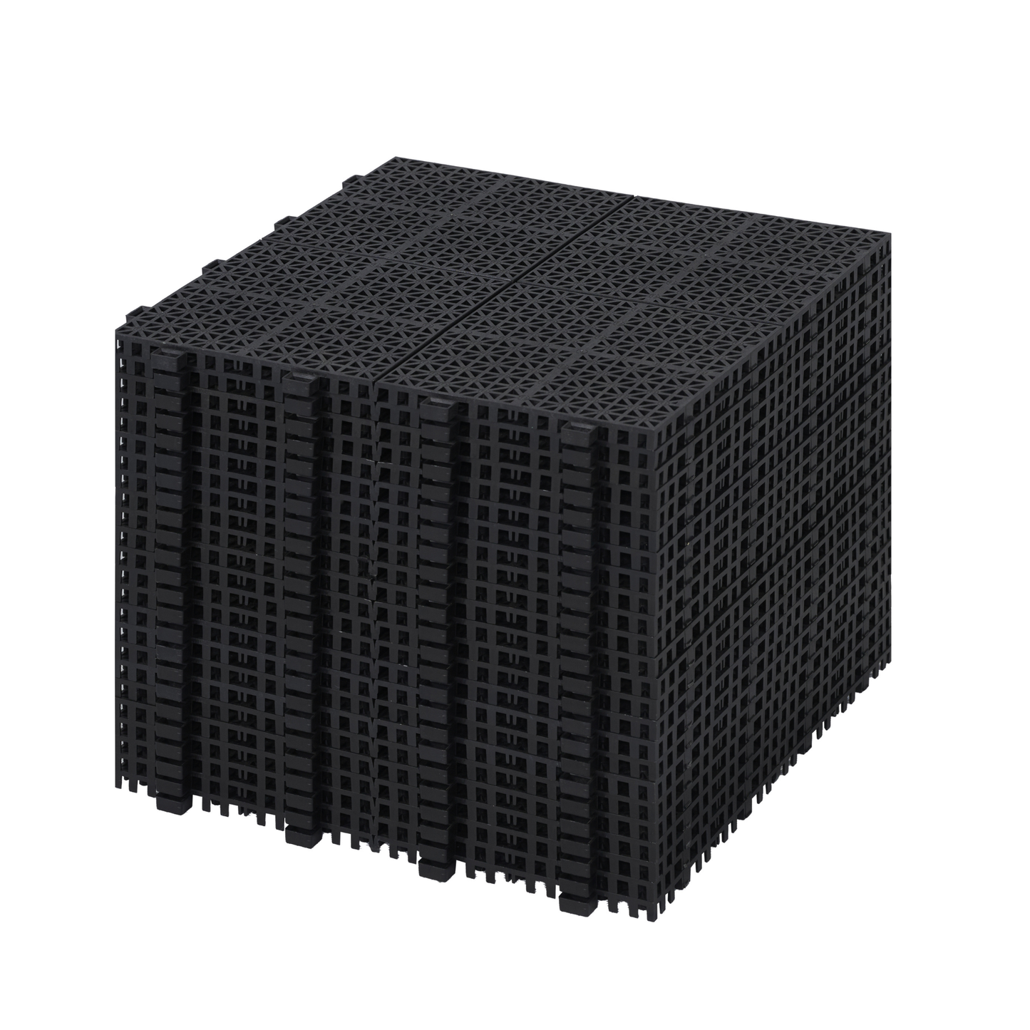 12 x 12 Inch Black Interlocking Deck Tiles Plastic Waterproof Outdoor All Weather Anti-slip Bathroom Shower Balcony Porch Strong Weight Capacity Upto 6613 LBS, Rosette Pattern Pack of 24