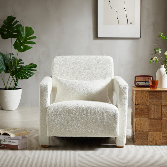 Mirod Sleek Right-Angle Armrests, Ergonomic Lumbar Support, Square Wooden Block Legs, Inclined Seat for Comfort, Artistic Statement Piece  for Living room,Bedroom and study SolidRoot Buy Furniture USA