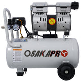 1.5HP Silent Oil-Free Air Compressor 8 Gallon, Oil-Free, Electric Shop Air Compressor Portable,Lightweight with Wheels, 70 dBA Noise Level, with Automatic Drain Valve,Light Gray SolidRoot Buy Furniture USA