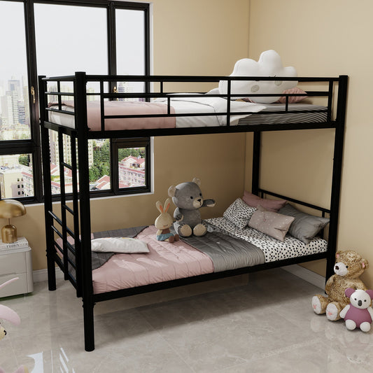 Twin Over Twin Metal Bunk Bed for Kids Boys Girls,Metal Structure Bedframe with Ladders & Guardrail,Convertible 2 Beds,No Spring Box Required SolidRoot Buy Furniture USA