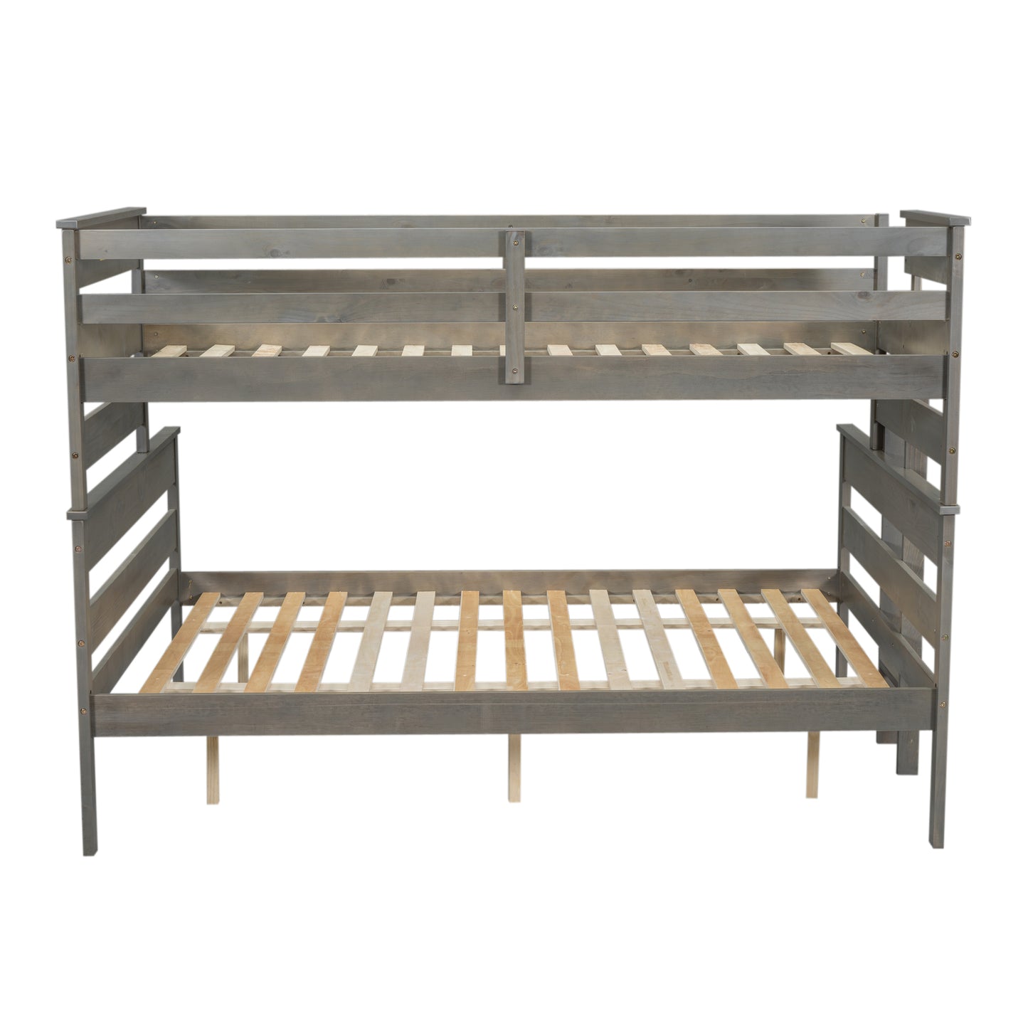 Wood Twin XL over Queen Bunk Bed with Ladder, Gray