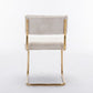 A&A Furniture,Modern Dining Chairs with Corduroy Fabric,Gold Metal Base, Accent Armless Kitchen Chairs with Channel Tufting,  Side Chairs, Set of 2, Beige Livingsource