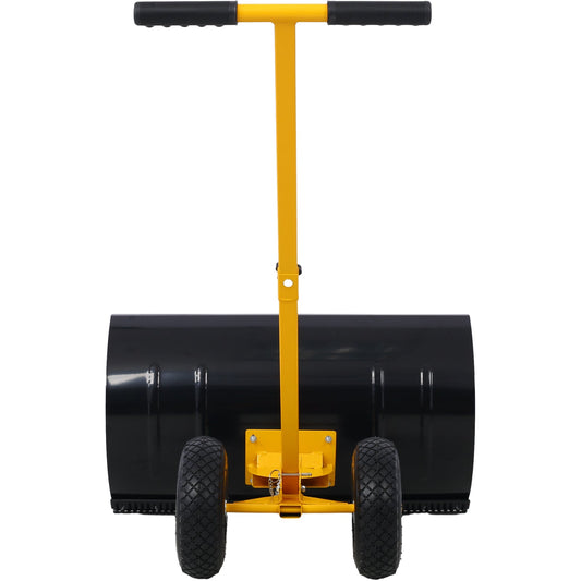 Snow Shovel with Wheels, Snow Pusher, Cushioned Adjustable Angle Handle Snow Removal Tool, 29" Blade, 10" Wheels,yellow color Livingsource
