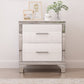 Elegant High Gloss Nightstand with Metal Handle,Mirrored Bedside Table with 2 Drawers for Bedroom,Living Room,White Livingsource