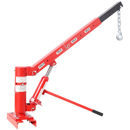 1000lbs Capacity Pickup Truck Extra Hoist Lift Load Jib Crane,Extension Lock Position Swivel Base Mounted,Red SolidRoot Buy Furniture USA