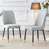 Light gray dining chairs and living room chairs. PU material and metal legs, suitable for kitchen, living room, and dining room, 2 piece set (light gray+PU)C-007.W1151P147208 SolidRoot Buy Furniture USA