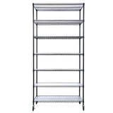 Black 7-Tier Adjustable Wire Shelving Unit with Wheels & Liners - 48' x 18' x 81.5', 2450 lbs Capacity Metal Storage Rack SolidRoot Buy Furniture USA