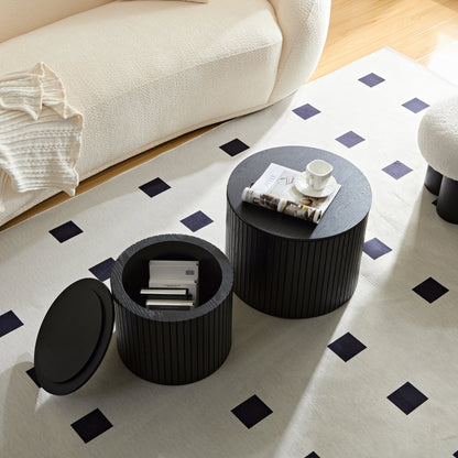 Nested table set 2 pieces, MDF coffee table set Living room/lounge area, black Livingsource