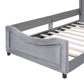 Twin Size Upholstered Daybed with Classic Stripe Shaped  Headboard, Gray - SolidRoot Buy Furniture USA