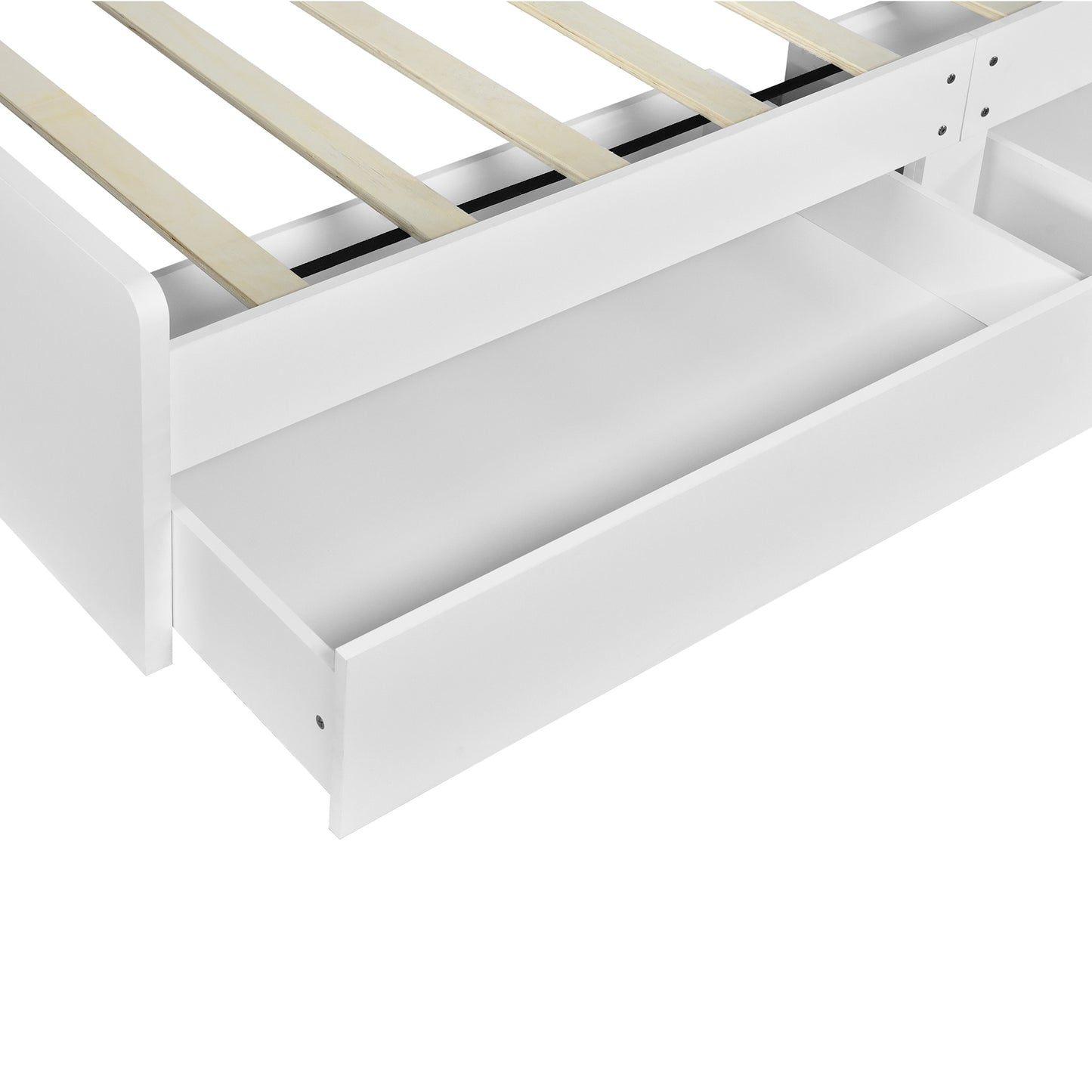 Twin Size Storage Platform Bed Frame with 4 Open Storage Shelves and 2 Storage Drawers,LED Light,White