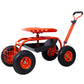 Rolling Garden Scooter Garden Cart Seat with Wheels and Tool Tray, 360 Swivel Seat,Red - SolidRoot Buy Furniture USA