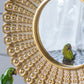 14" Gold Beaded Sunburst Mirror, Round Accent Wall Mirror for Living Room, Entryway, Bathroom, Office, Foyer Livingsource