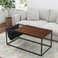 Riley Indoor  Walnut Sofa Table with Metal Frame and Canvas Hanger Livingsource