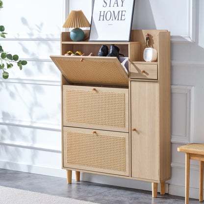 Modern minimalist storage cabinet, Japanese rattan shoe cabinet, bed top cabinet, small home furniture. Suitable for corridors and living rooms.    W115170127 SolidRoot Buy Furniture USA