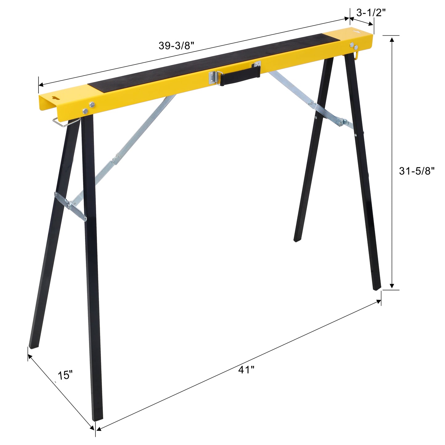 Saw Horses 2 Pack, Folding Portable Work Horse with Fast Open Legs, Convenient Handle, Heavy Duty Steel Sawhorse for Garage, Workshop, Fully Assembled,yellow+black color