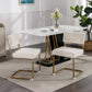 A&A Furniture,Modern Dining Chairs with Corduroy Fabric,Gold Metal Base, Accent Armless Kitchen Chairs with Channel Tufting,  Side Chairs, Set of 2, Beige Livingsource