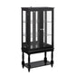 Curio Cabinet Lighted Curio Display Cabinet with Open Storage Space,Solid Wood Legs and adjustable Shelves, Acrylic Mirrored Back Panel, Tempered Glass Doors,3 Tier and one open space(E26 light bulb n Livingsource