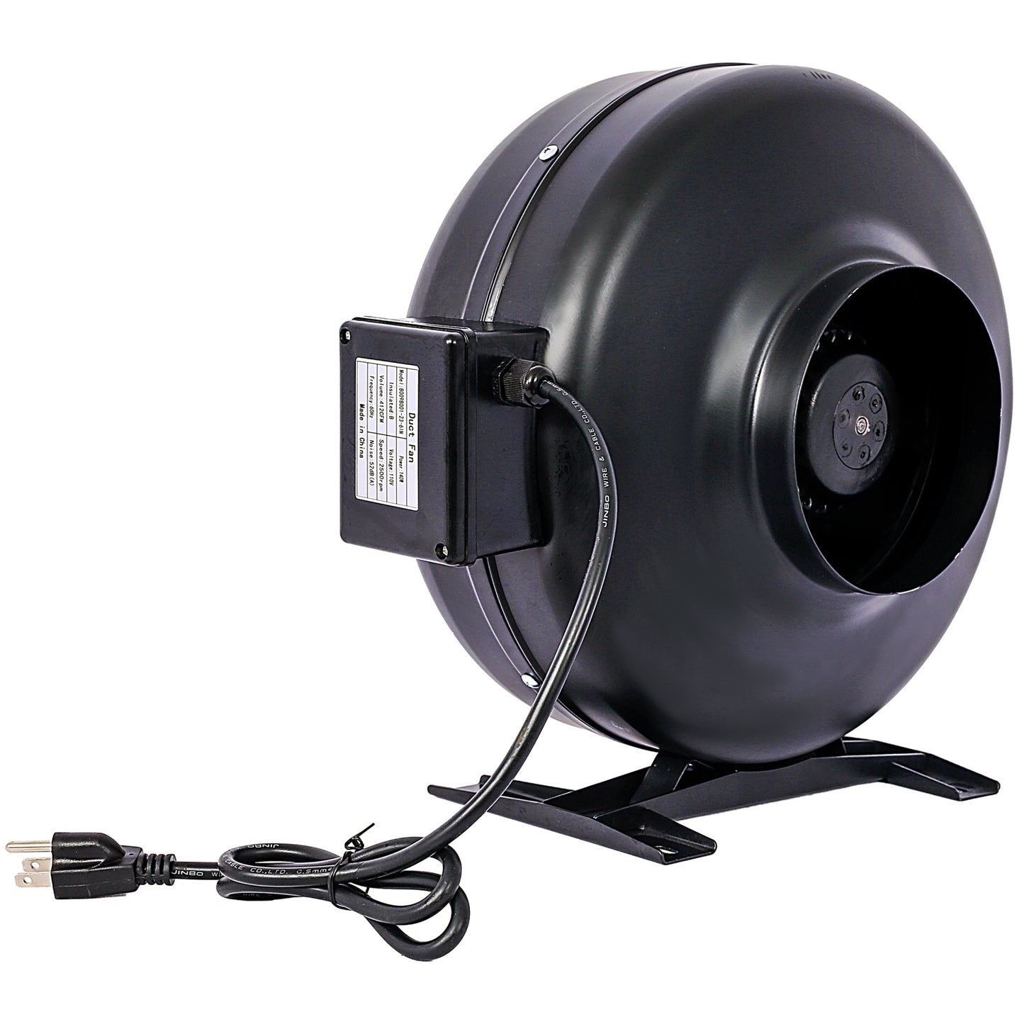 6-Inch 412 CFM Inline Duct Fan: Air Circulation Vent Blower for Hydroponics, Basements, and Kitchens