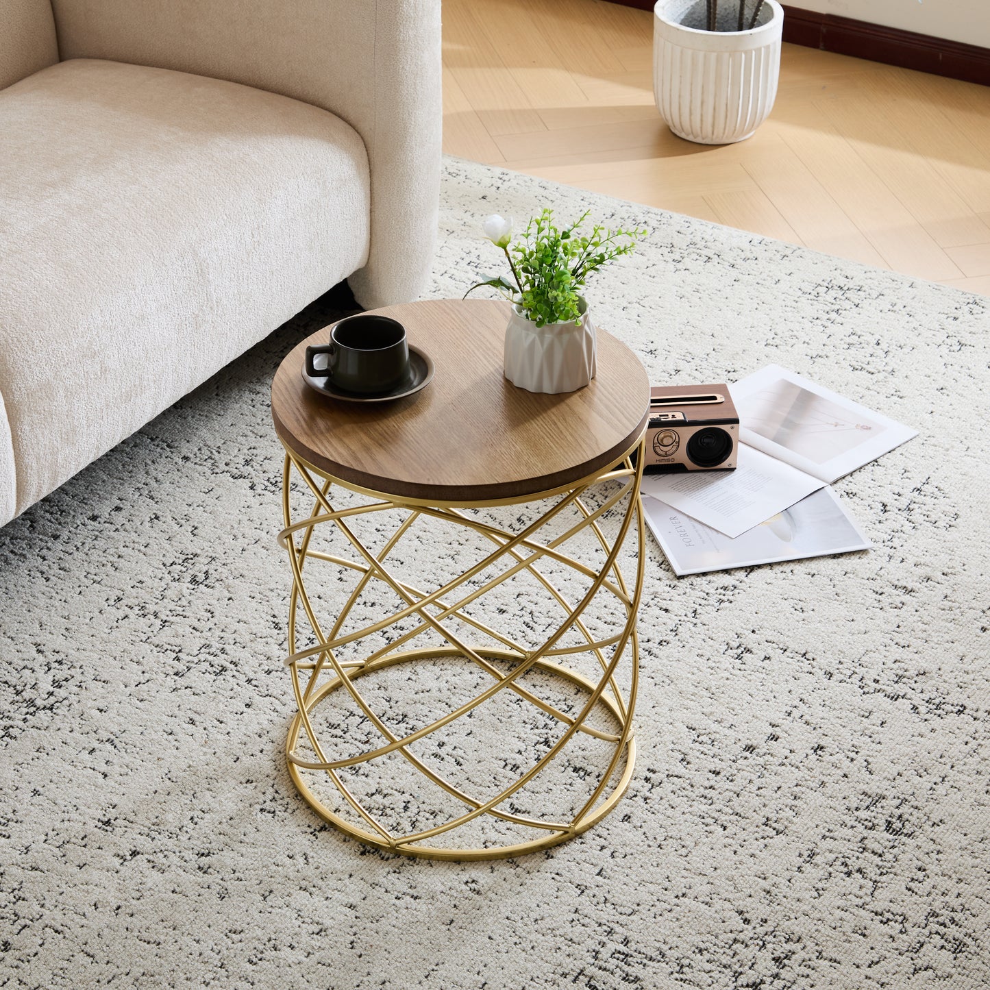 Golden Side table [MDF TOP+ METAL FRAME]