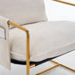 2 Chairs in 1 Box, Upholstered Hanging Armchair with Arm PocketsMetal frame, gold-plated craftsmanship, crushed foam cushions and skin-friendly woven fabric for living room and bedroom. Beige Livingsource