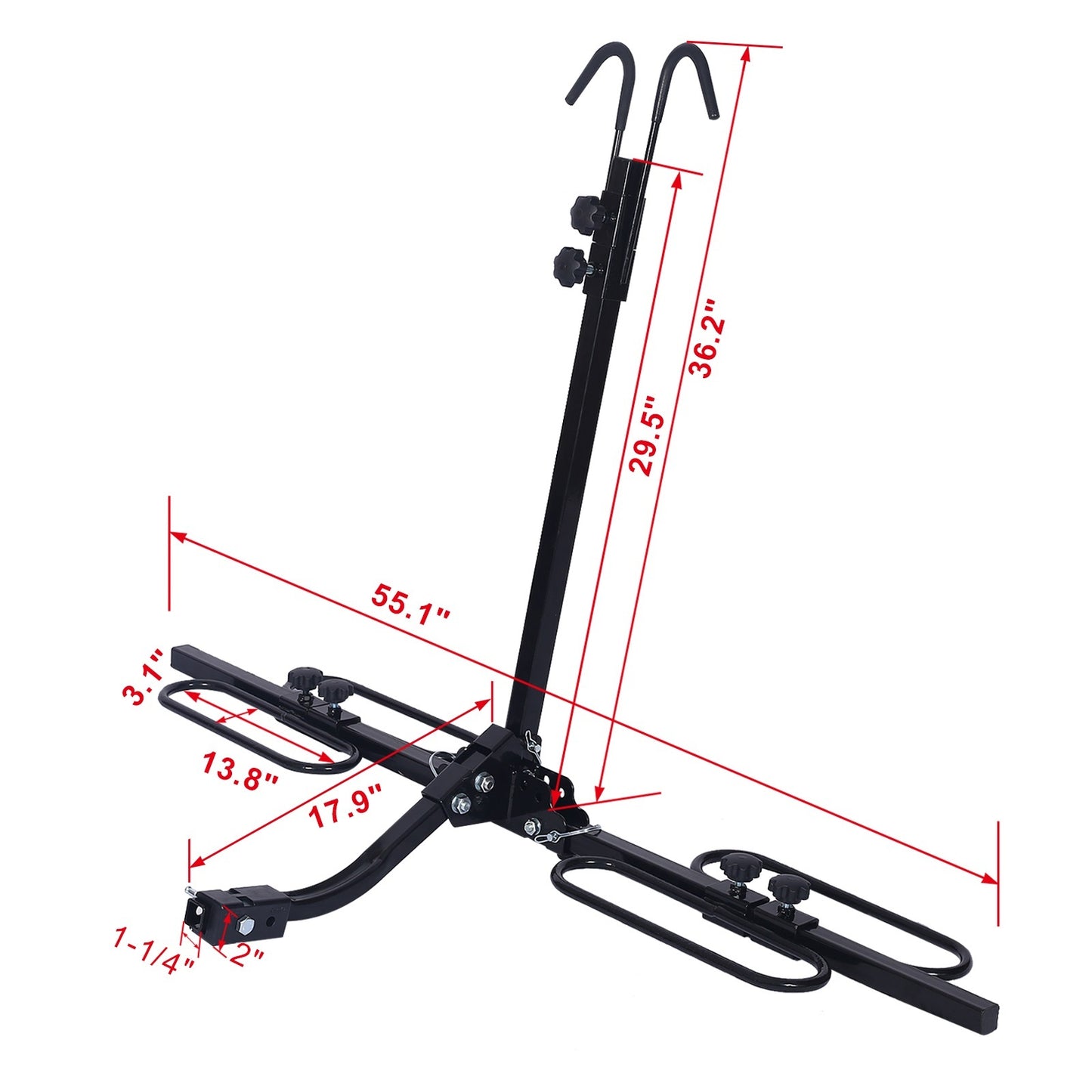 2 Bike Carrier Platform Hitch Rack Bicycle Rider Mount Fold Receiver 2"