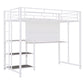 Twin Size Loft Bed with Desk and Whiteboard, Metal Loft Bed with 3 Shelves and Ladder, White - SolidRoot Buy Furniture USA