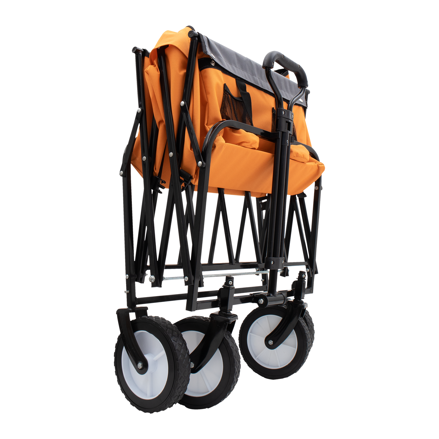 Collapsible Foldable Wagon Cart with strapping system Beach Wagon Utility Cart Utility Wagon Grocery Cart for for Camping Shopping Sports Gardeing Fishing Supports 360lbs All-Terrain Wheels orange