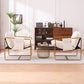 2 Chairs in 1 Box, Upholstered Hanging Armchair with Arm PocketsMetal frame, gold-plated craftsmanship, crushed foam cushions and skin-friendly woven fabric for living room and bedroom. Beige Livingsource