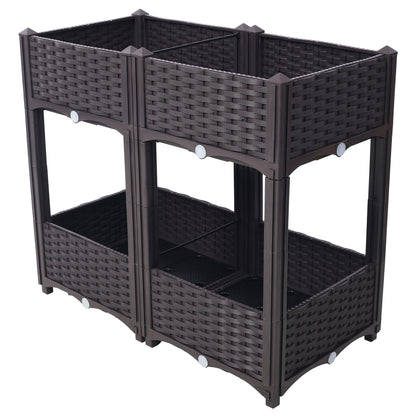 Planter Raised Beds - Elevated Planter Garden Box with Drainage Plug Raised Garden Beds for Vegetable/Flower/Herb Outdoor Standing Planter Beds Gardening Kit,Brown,31.5'x15.7'x27.7' SolidRoot Buy Furniture USA