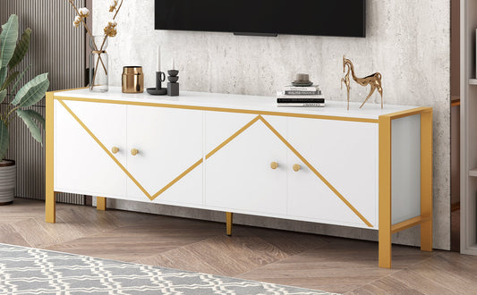 U-Can 70.9''Modern Minimalist TV Stand for TVs up to 75 Inches, Entertainment Center Media Console Cabinet with 2 Spacious Cabinets for Living room Livingsource
