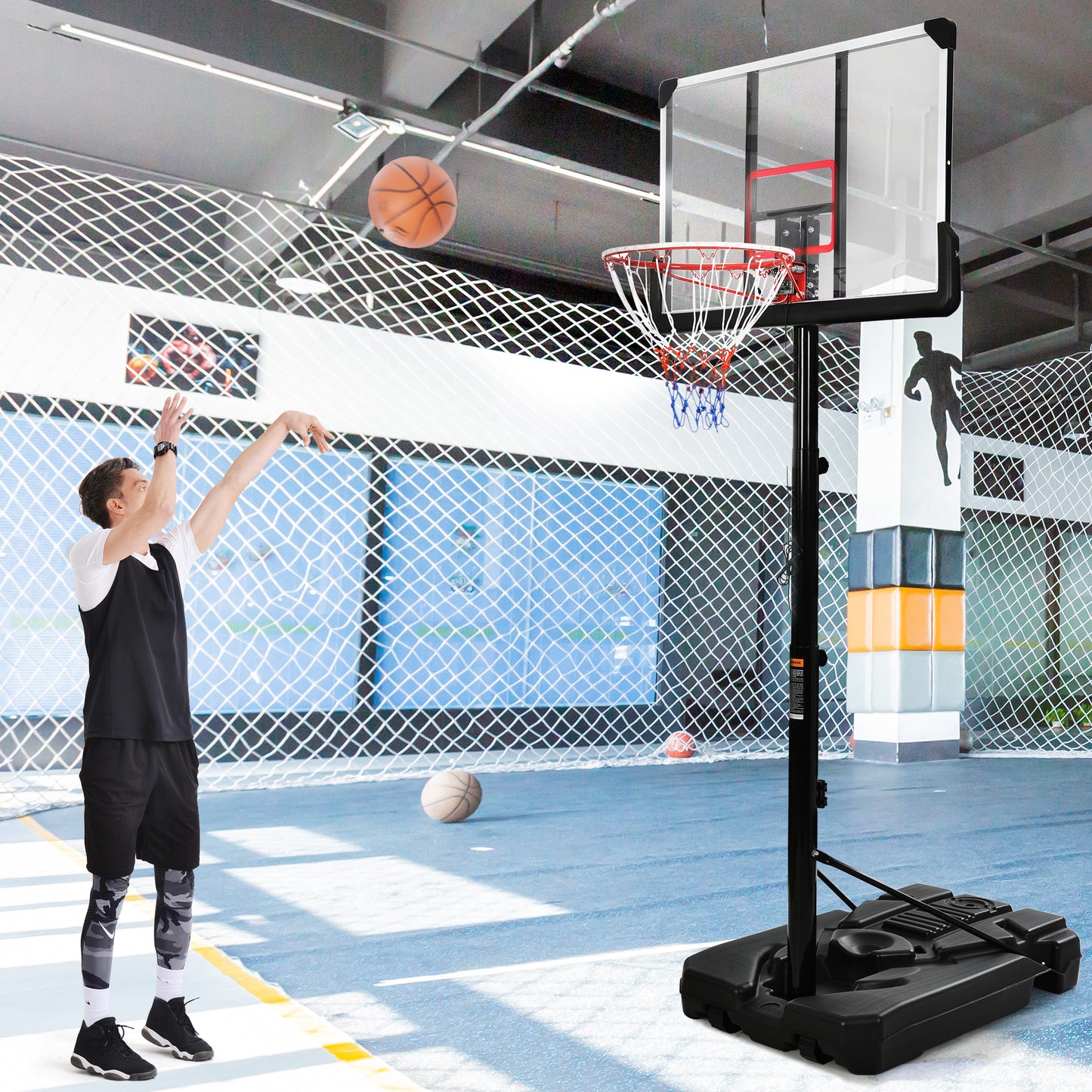 Portable Basketball Hoop Basketball System 6.6-10ft Height Adjustment for Youth Adults LED Basketball Hoop Lights, Colorful lights,Waterproof,Super Bright to Play at Night Outdoors,Good Gift for Kids