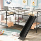 Twin Size L-Shaped Bunk Bed with Slide and Ladder, Black(OLD SKU:GX000615AAB) - SolidRoot Buy Furniture USA