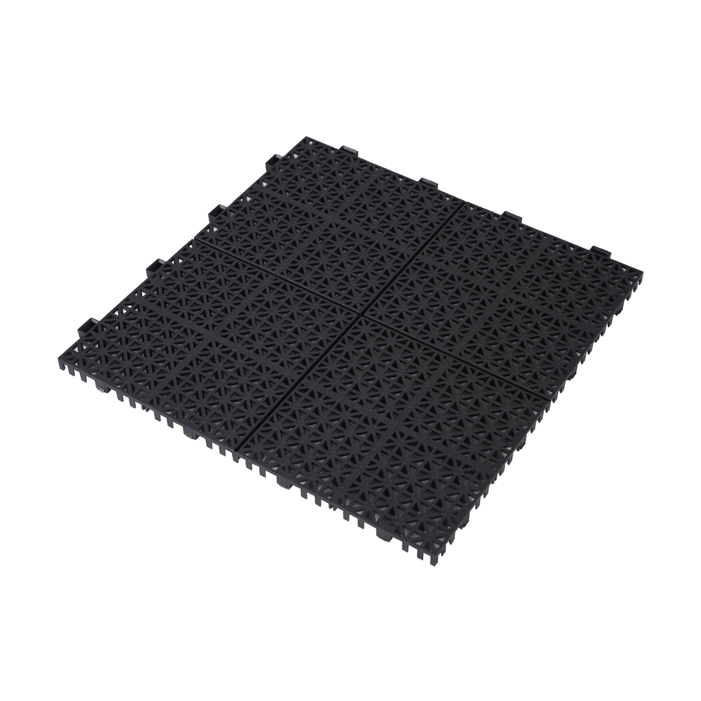 12 x 12 Inch Black Interlocking Deck Tiles Plastic Waterproof Outdoor All Weather Anti-slip Bathroom Shower Balcony Porch Strong Weight Capacity Upto 6613 LBS, Rosette Pattern Pack of 24