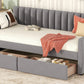 Twin Size Upholstered daybed with Drawers, Wood Slat Support, Gray - SolidRoot Buy Furniture USA