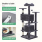 54in Cat tree, indoor cat high-rise multi-story tower, pet playroom with large apartment, dark grey Livingsource