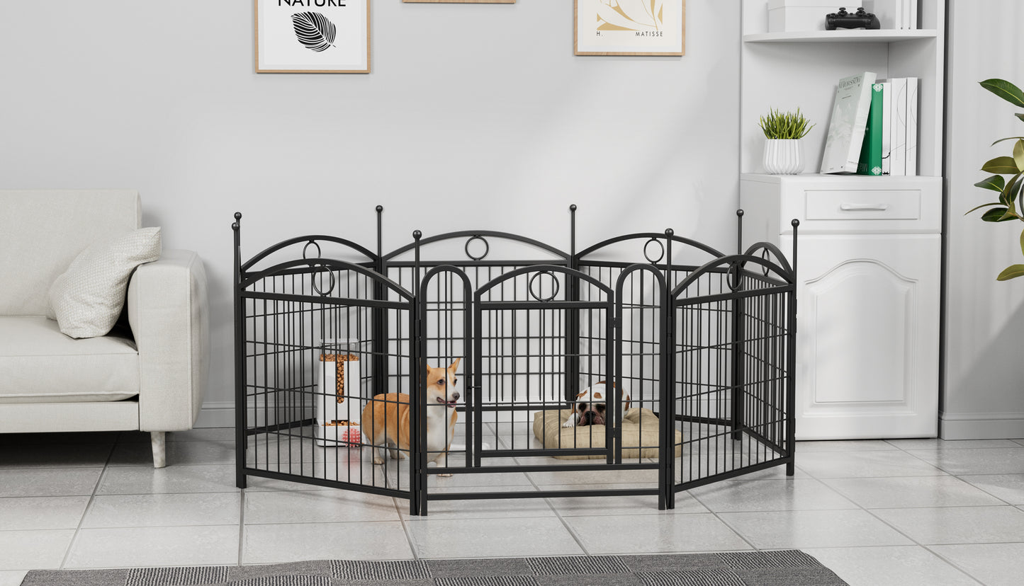 Dog Playpen Indoor 24 inch 8 Panels Metal Dog Pen Pet Dog Fence Outdoor Exercise Pen with Doors, Heavy Duty Dog Fence Puppy Pen for Large Medium Small Dogs Indoor Outdoor Foldable Pet Exercise Pen