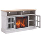 58" Fireplace TV Stand, Entertainment Center with 23" Electric Fireplace, TV Table for TVs up to 70 Inch, Media Console Cabinet with Storage and Glass Doors for Living Room Livingsource