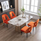 A&A Furniture,Akoya Collection Modern | Contemporary Velvet Upholstered Dining Chair with Nailheads and Gold Tipped Black Metal Legs, Orange，Set of 2 Livingsource
