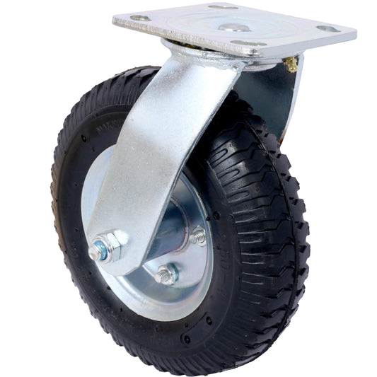 2PCS 8IN CASTER pneumatic tire SWIVEL, Caster Wheel, Swivel Plate, Steel Hub with Ball Bearings, 5/8-Inch Bore Centered Axle -black Livingsource